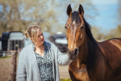 Paardencoach aan de gang met paard